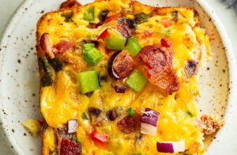 Cheesy Bacon Egg Casserole Recipe – Easy Breakfast Bake