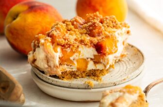 No Bake Peaches and Cream Bars (Easy Summer Dessert)